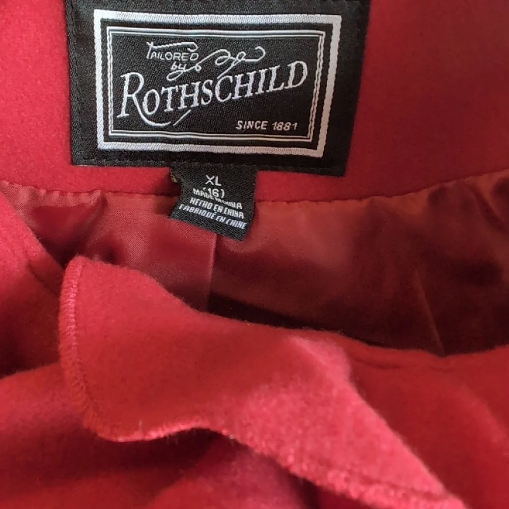 Rothschild Red Trench Coat with High Collar and Ruffle - Picture 4 of 7
